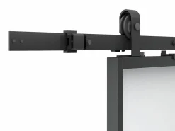 Vente-unique Puerta Corredera|Puerta corredera doble con riel - cristal ahumado mate - 2 x Alt. 205 x L63 cm - LINCI II
