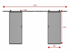 Vente-unique Puerta Corredera|Puerta corredera doble con riel - cristal ahumado mate - 2 x Alt. 205 x L63 cm - LINCI II