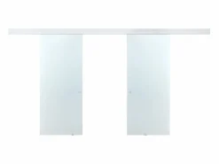 Vente-unique Puerta Corredera|Puerta corredera doble con aplique cristal templado ALINA