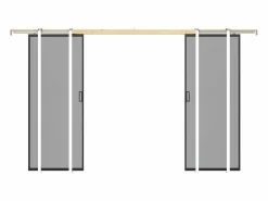 Puerta corredera doble con galandage, vidrio templado ahumado - 2 x Alt. 205 x L63 cm - LINCI II^Vente-unique Online
