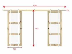 Puerta corredera doble empotrada 3 ventanas 2 x L93 cm Cristal templado ACOSTA II^Vente-unique Sale