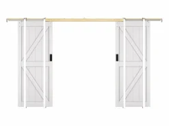 Vente-unique Puerta Corredera|Puerta corredera doble empotrada en madera y MDF - - 83 cm - NEFARA