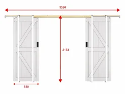 Vente-unique Puerta Corredera|Puerta corredera doble empotrada en madera y MDF - - 83 cm - NEFARA