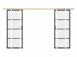 Vente-unique Puerta corredera doble empotrable vidrio transparente, 2 x Alt. 205 x L63 cm SINCA II Negro Hot