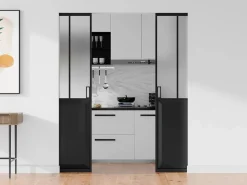 Puerta corredera doble sistema de empotrado vidrio esmerilado 2 x Alt. 205 x Ancho 73 cm, ARTISTO II^Vente-unique New