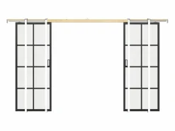 Puerta corredera doble sistema empotrable vidrio templado - 2 x Alt. 205 x L63 cm - WILDEN II^Vente-unique Best