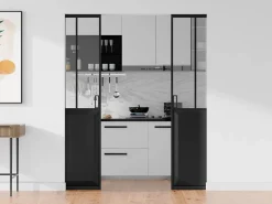 Vente-unique Puerta Corredera|Puerta corredera doble sistema de empotrable vidrio templado, 2 x Alt. 205 x Ancho 93 cm, ARTISTO II