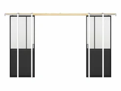 Vente-unique Puerta Corredera|Puerta corredera doble sistema de empotrable vidrio templado, 2 x Alt. 205 x Ancho 93 cm, ARTISTO II