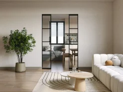 Puerta corredera doble sistema de empotrado vidrio templado - 2 x Alt. 205 x L83 cm - WILDEN II^Vente-unique Online
