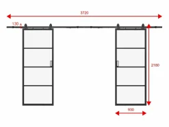 Vente-unique Puerta Corredera|Puerta corredera doble vista vidrio esmerilado, aluminio, 2 x Alt. 205 x L93 cm SINCA II