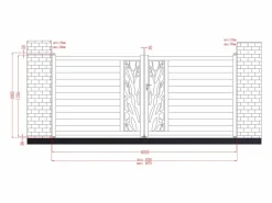 Puerta corredera eléctrica de aluminio semi transparente motivos L400xH179 cm antracita LABRIT II^EXPERTLAND New