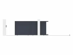 EXPERTLAND Puerta corredera eléctrica de aluminio con lamas L416 x H180 cm antracita - VIAZO Gris antracita New