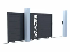 EXPERTLAND Puerta corredera eléctrica de aluminio semitransparente Ancho 400 x Alt. 179 cm antracita LABRIT II Gris antracita Hot