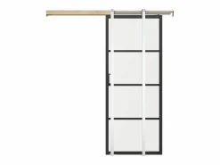 Puerta corredera empotrable vidrio templado esmerilado y aluminio Alt. 205 x Ancho 83 cm SINCA II^Vente-unique Sale