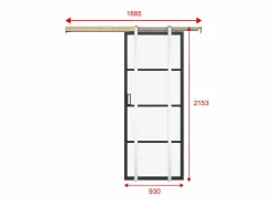 Puerta corredera empotrable vidrio templado mate y aluminio Alt. 205 x L93 cm SINCA II^Vente-unique