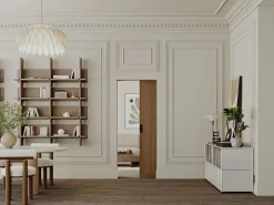 Vente-unique Puerta Corredera|Puerta corredera empotrable en MDF y madera natural oscuro - H205 x L83 cm - SANDORA