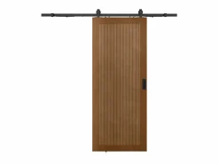 Vente-unique Puerta corredera empotrable de MDF y madera natural oscura - H205 x L83 cm - SANDORA Color natural oscuro Discount