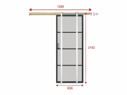 Vente-unique Puerta corredera empotrable cristal templado esmerilado y aluminio Alt. 205 x L63 cm SINCA II Negro New