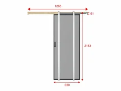 Vente-unique Puerta Corredera|Puerta corredera empotrada - vidrio templado ahumado - Alt. 205 x L63 cm - LINCI II