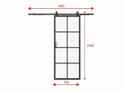Vente-unique Puerta Corredera|Puerta corredera en aluminio y vidrio templado - Alt. 205 x Ancho 73 cm - WILDEN II