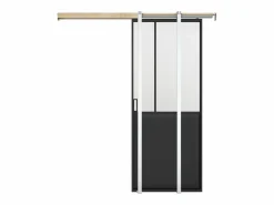Vente-unique Puerta Corredera|Puerta corredera estilo taller en sistema de empotrado, cristal esmerilado, Alt. 205 x Ancho 83 cm, ARTISTO II