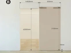 Vente-unique Puerta Corredera|Puerta corredera invisible en aluminio y cristal templado traslúcido - 93 x 210 cm - TORIPA