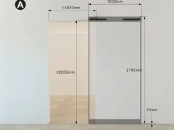 Vente-unique Puerta corredera invisible de aluminio y cristal templado traslúcido - 103 x 210 cm - TORIPA Negro Discount