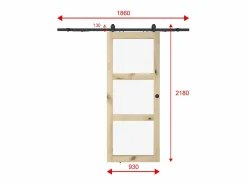 Puerta corredera sistema de aplique con 3 ventanas, L93 cm, Cristal templado, ACOSTA II^Vente-unique Online