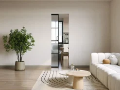 Vente-unique Puerta Corredera|Puerta corredera sistema de empotramiento - vidrio templado esmerilado - Alt. 205 x Ancho 83 cm - WILDEN II