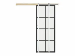 Vente-unique Puerta Corredera|Puerta corredera sistema de empotramiento - vidrio templado esmerilado - Alt. 205 x Ancho 83 cm - WILDEN II