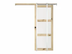 Vente-unique Puerta Corredera|Puerta corredera sistema de empotrar con 3 ventanas, L63 cm, Vidrio templado, ACOSTA II