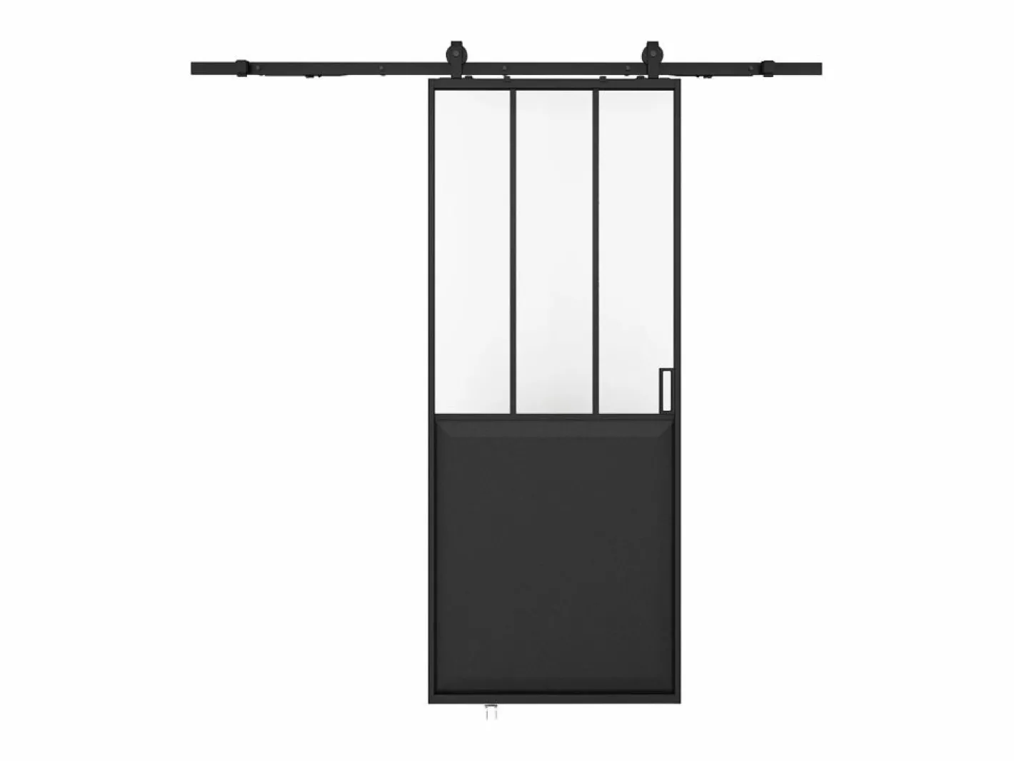 Vente-unique Puerta corredera tipo taller con riel, MDF y vidrio templado, Alt. 205 x Ancho 93 cm, ARTISTO II Negro Online