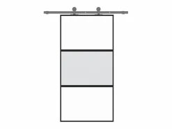 Puerta corredera vidrio templado y aluminio negra 102,5x205 cm ES420832 Negro Outlet