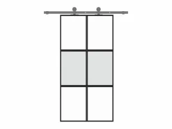Puerta corredera vidrio templado y aluminio negra 102,5x205 cm ES354243^ Online