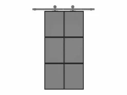 Puerta corredera vidrio templado y aluminio negra 102,5x205 cm ES535337^