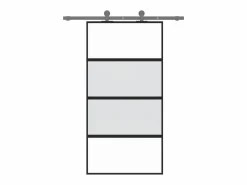 Puerta corredera vidrio templado y aluminio negra 102,5x205 cm ES270844 Negro Discount