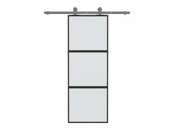 Puerta corredera vidrio templado y aluminio negra 76x205 cm ES881724 Negro Sale