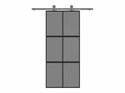 Puerta corredera vidrio templado y aluminio negra 90x205 cm ES273424^