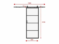 Puerta corredera vista aluminio y vidrio esmerilado - Alt. 205 x L93 cm - SINCA II^Vente-unique Clearance