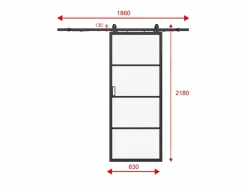 Vente-unique Puerta Corredera|Puerta corredera vista aluminio y vidrio transparente - Alt. 205 x L63 cm - SINCA II