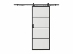 Vente-unique Puerta Corredera|Puerta corredera vista aluminio y vidrio esmerilado - Alt. 205 x L63 cm - SINCA II