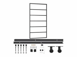 Puerta corredera y herrajes Cristal y Aluminio 102x205cm^ Outlet
