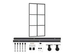 Puerta corredera y herrajes Cristal y Aluminio 102x205cm^ Best