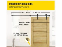 Puerta Corredera|Puerta Corrediza SucceBuy Kit de Herrajes para Puertas de Granero de Acero al Carbono de 11 Pies para Puertas Dobles