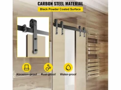 Puerta Corredera|Puerta Corrediza SucceBuy Kit de Herrajes para Puertas de Granero de Acero al Carbono de 11 Pies para Puertas Dobles