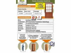GD Menuiseries Puerta De Entrada|Puerta D Entrada Madera modelo Agatha acristalamiento transparente 215X80 Empujando Izquierda Cuota Tabla sin manilla