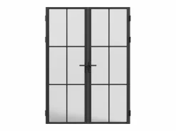 Vente-unique Puerta Con Marco|Puerta de doble hoja - aluminio, vidrio esmerilado - - 2 x Alt. 204 x L83 cm - SEROTO