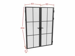 Vente-unique Puerta Con Marco|Puerta de doble hoja - aluminio, vidrio esmerilado - - 2 x Alt. 204 x L83 cm - SEROTO