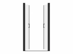 Shower & Design Puerta de ducha batiente mate, 90 x 195 x 1,92 cm, vidrio y metal, SARASOTA Negro Clearance