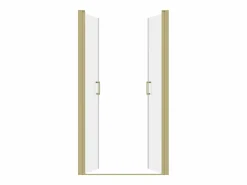 Puerta de ducha batiente dorada, 70 x 195 x 1,92 cm, vidrio y metal, SARASOTA^Shower & Design